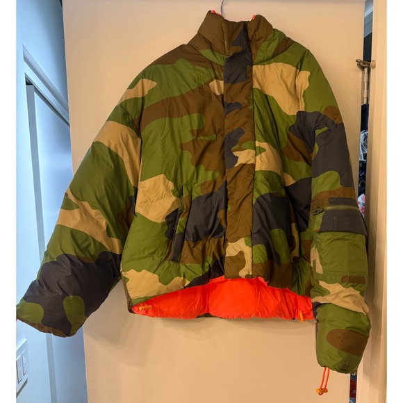 NWT adidas IVY PARK Puffer Jacket Oversized Camo Print/Solar Orange Small - Picture 10 of 11